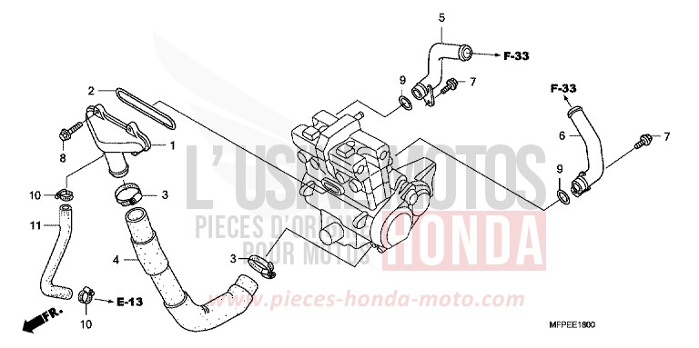 WASSERROHR von CB1300 Super Bold'or ABS PEARL SUNBEAM WHITE (NHA66KF) von 2010